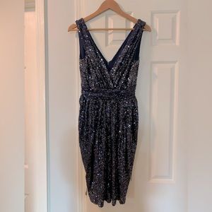 BADGLEY MISCHKA dark blue sequin dress size 4